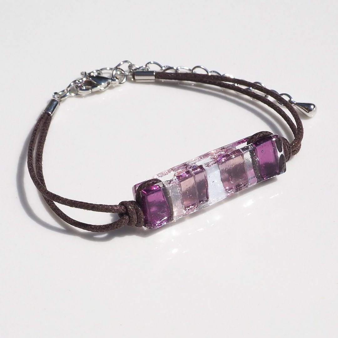 Fragrant glass (Kaoru [Amethyst]) Bracelet / Anklet [Length, metal-free choice] [Made to order] - 手链/手环 - 玻璃 紫色