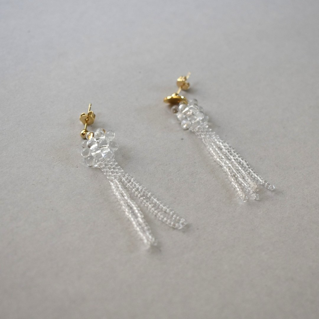 2025.05. 新品 _ 基本粒子 S / gold - 耳环/耳夹 - 玻璃 