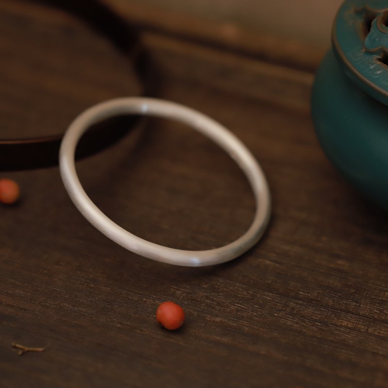 手工古法金刚圈封口纯银手环 - 手链/手环 - 纯银 银色