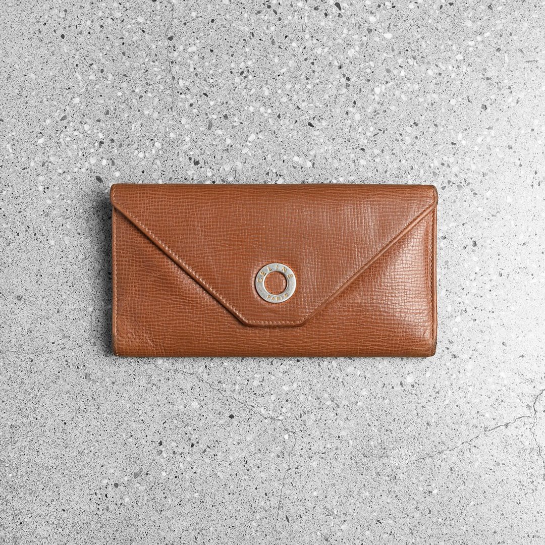 Celine 古董长夹 / Vintage 古着 - 皮夹/钱包 - 真皮 咖啡色