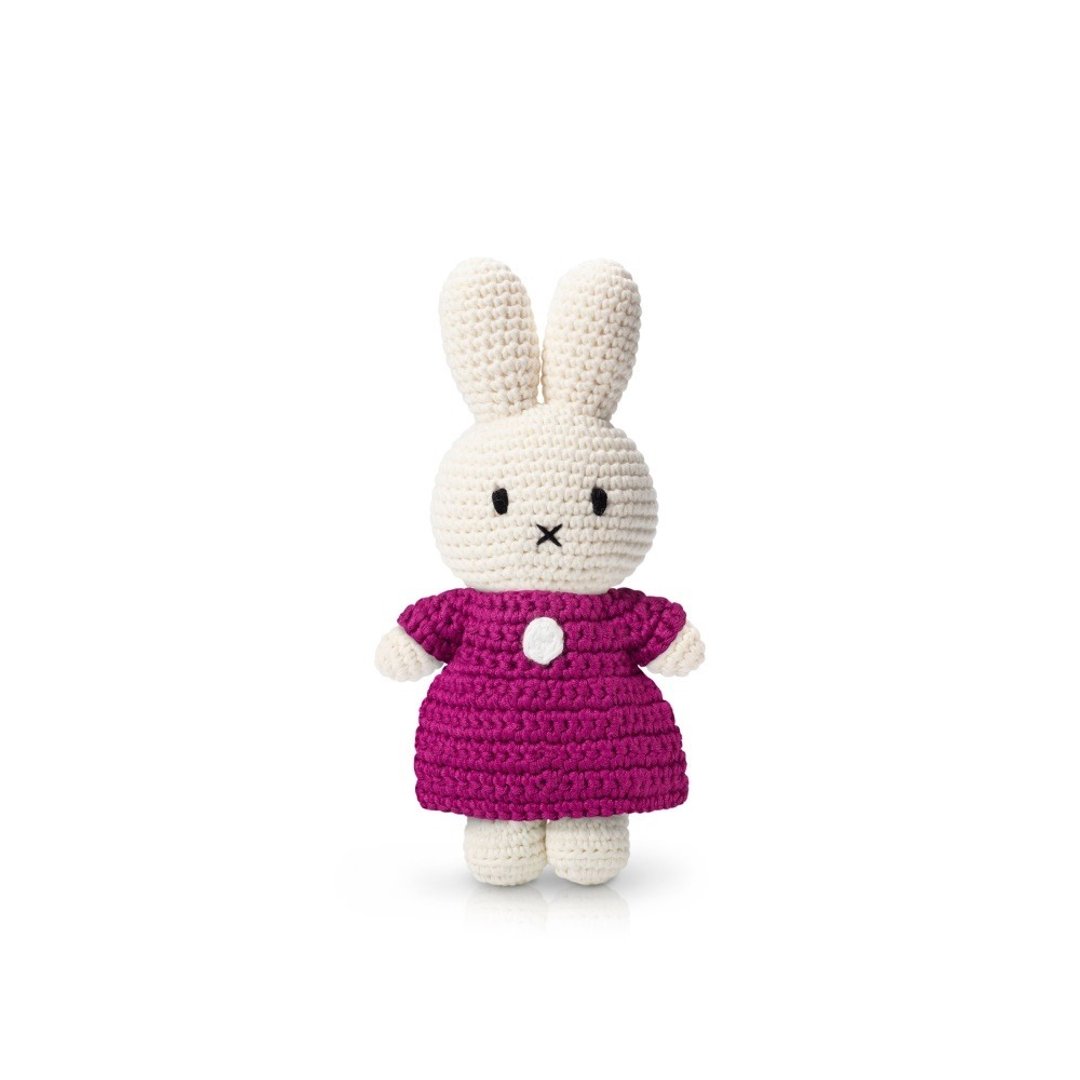 荷兰 Just Dutch | Miffy 米飞兔 编织娃娃和她的樱桃红洋装 - 玩偶/公仔 - 棉 红色