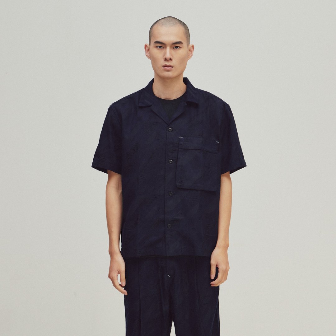 DYCTEAM - EVOLVE(D) - Houndstooth pattern pocket shirt - 男装衬衫 - 棉．麻 蓝色