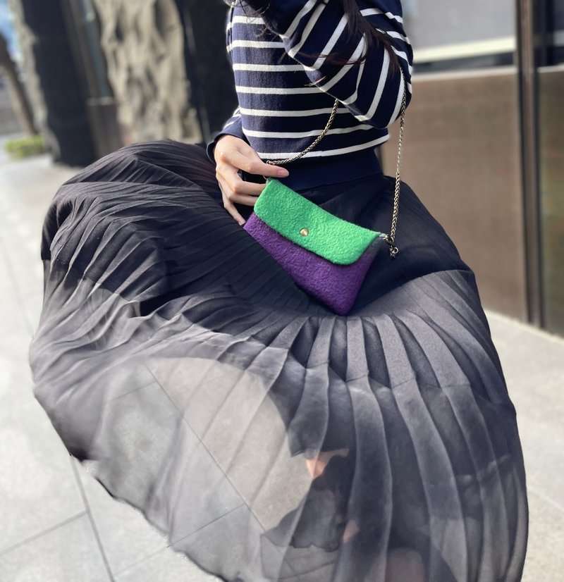 Betweenstops两站间斜背包系列-绿野仙踪。绿色系盖子系列 - 手提包/手提袋 - 羊毛 多色