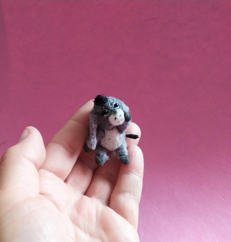Miniature plush  figurine donkey- - 玩偶/公仔 - 羊毛 