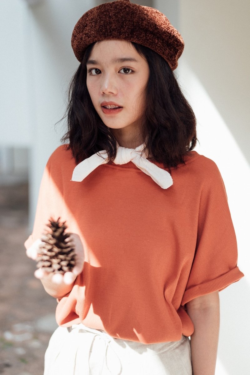 Jersey T shirt - Orange - 女装 T 恤 - 棉．麻 橘色