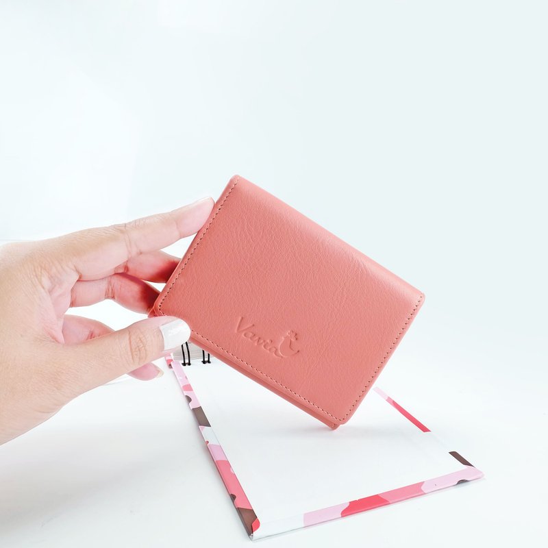 Coral Pink: Mini Purse / Cow Leather - 皮夹/钱包 - 真皮 粉红色