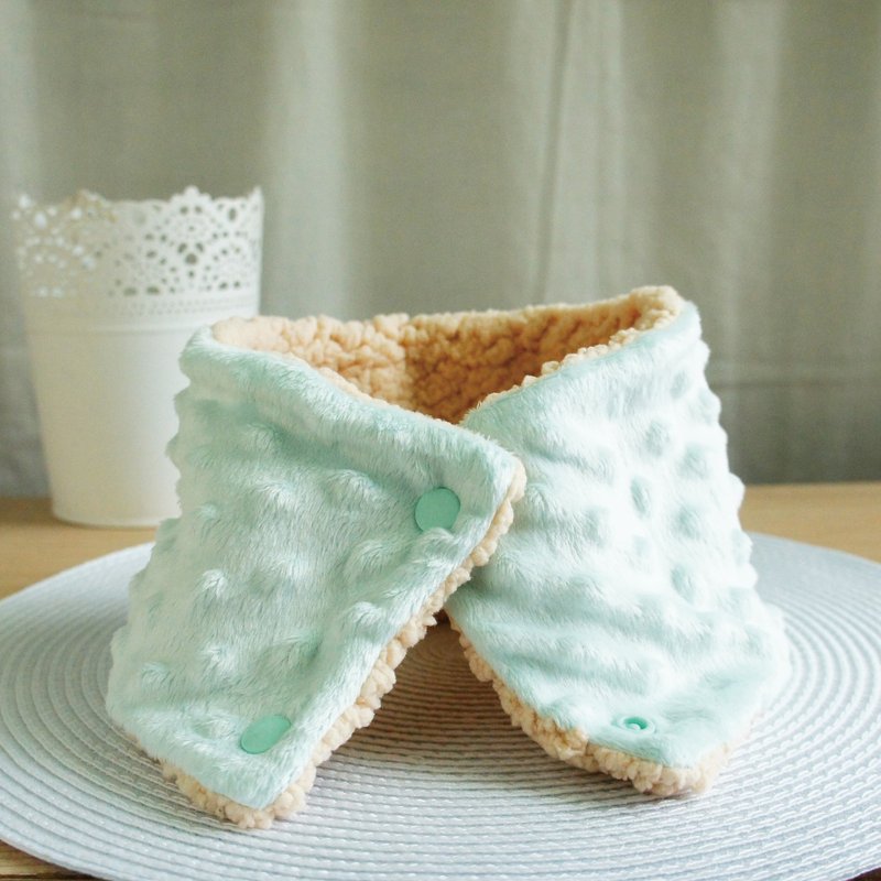 Lovely【韩日布】双面豆豆羔羊绒儿童毛领、围脖、短围巾、粉绿驼 - 围巾/披肩 - 其他人造纤维 绿色