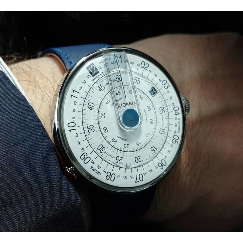 KLOK-01-D4 蓝色表头+单圈皮革表带 加码赠送零钱包 - 男表/中性表 - 其他材质 蓝色