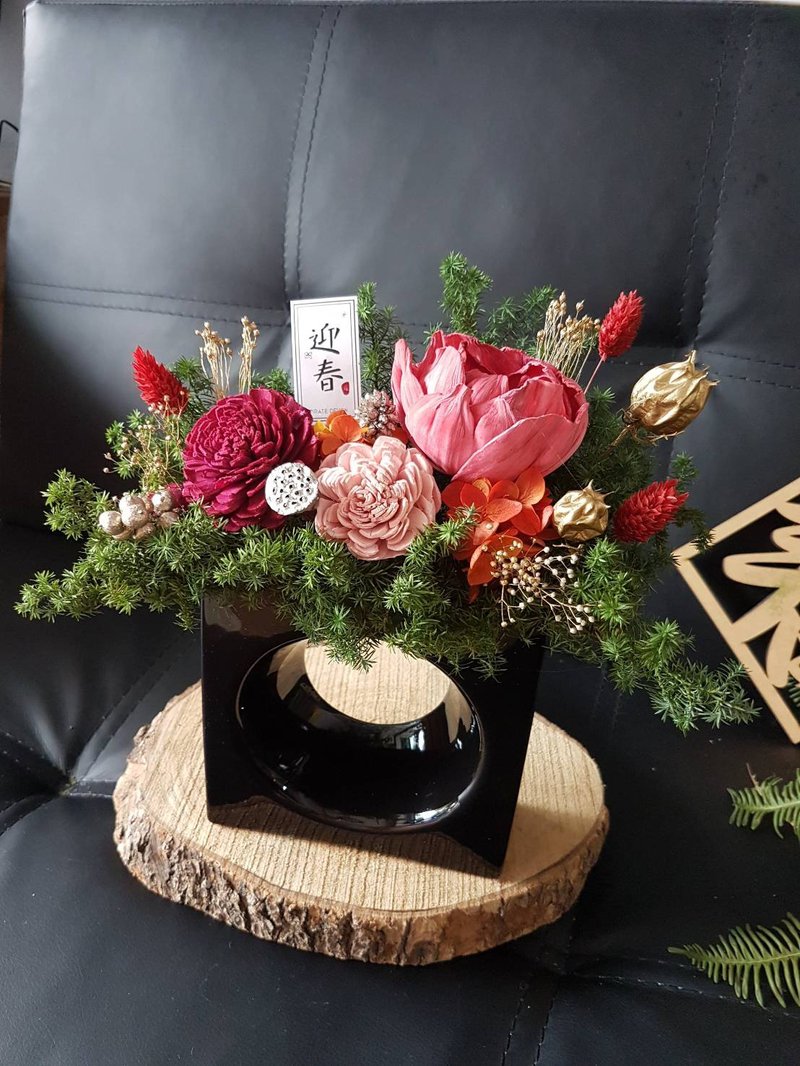 海藏设计│寒樱花岚－日系迎春干燥盆花。新年花礼。新年祈福贺礼 - 植栽/盆栽 - 植物．花 红色