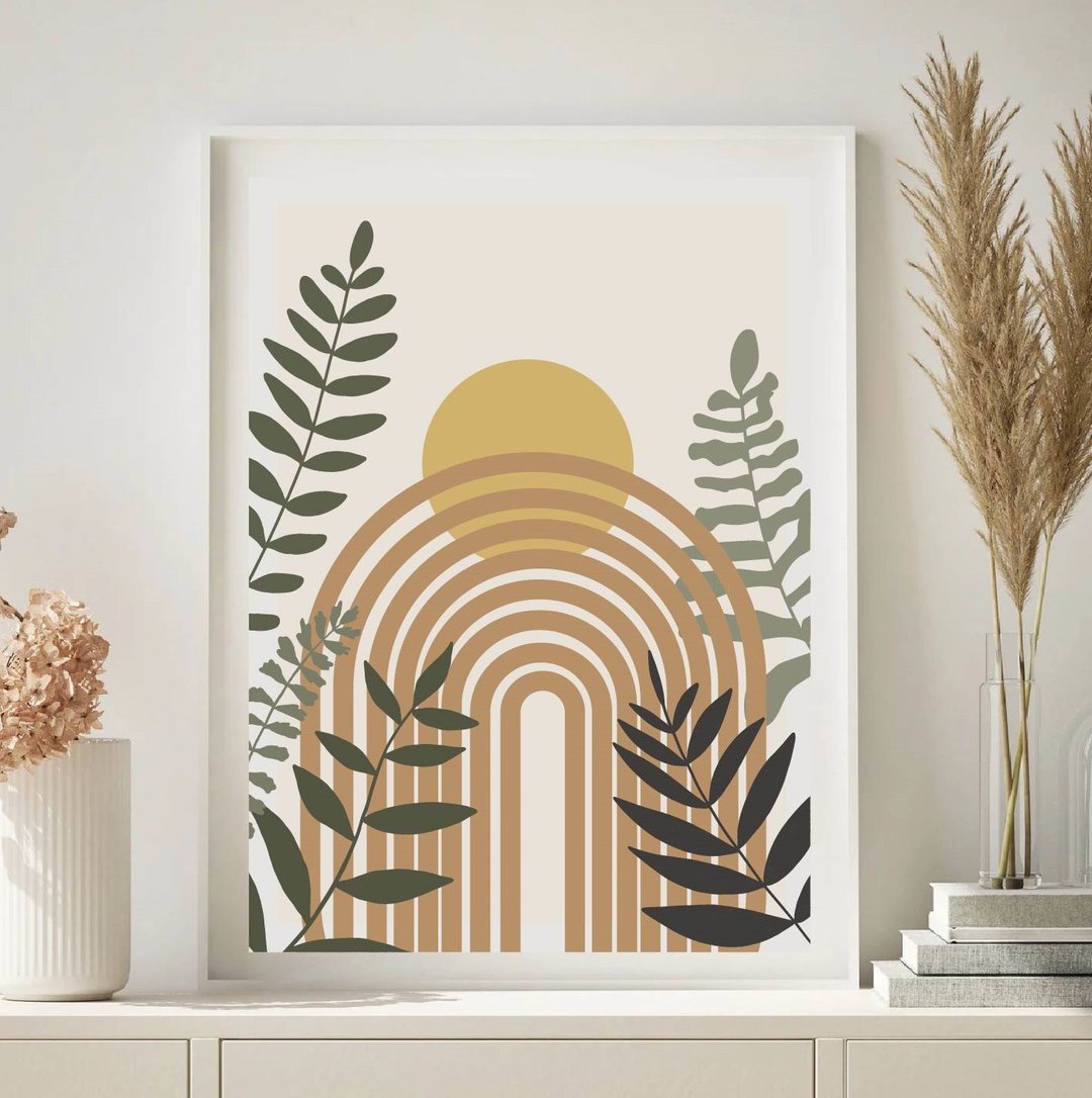 Modern art, green wall art, wall decor, beige decor, botanical, poster, jpg file - 海报/装饰画/版画 - 其他材质 绿色