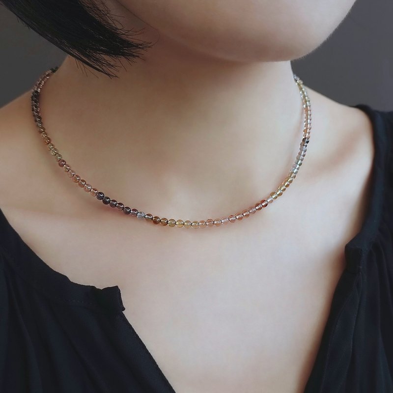 限量现货 - 天然多彩 碧玺珠串 14Kgf 包金项链 秋冬美拉德色系 - 项链 - 半宝石 多色