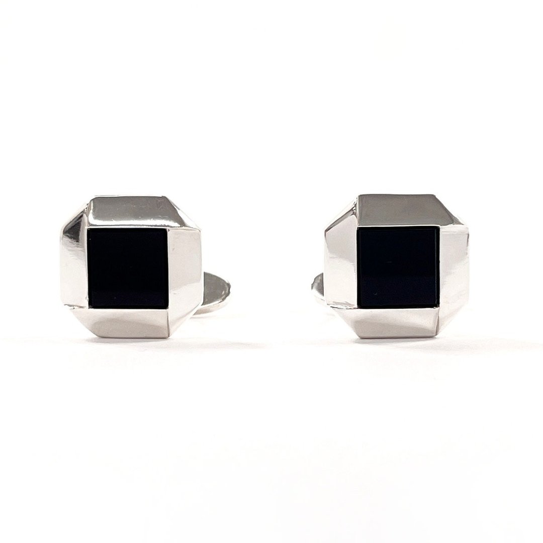 【日本直送 95新美品】Georg Jensen 乔治杰生 袖扣 方形 925纯银/黑玛瑙 经抛光处理 - 其他 - 纯银 银色