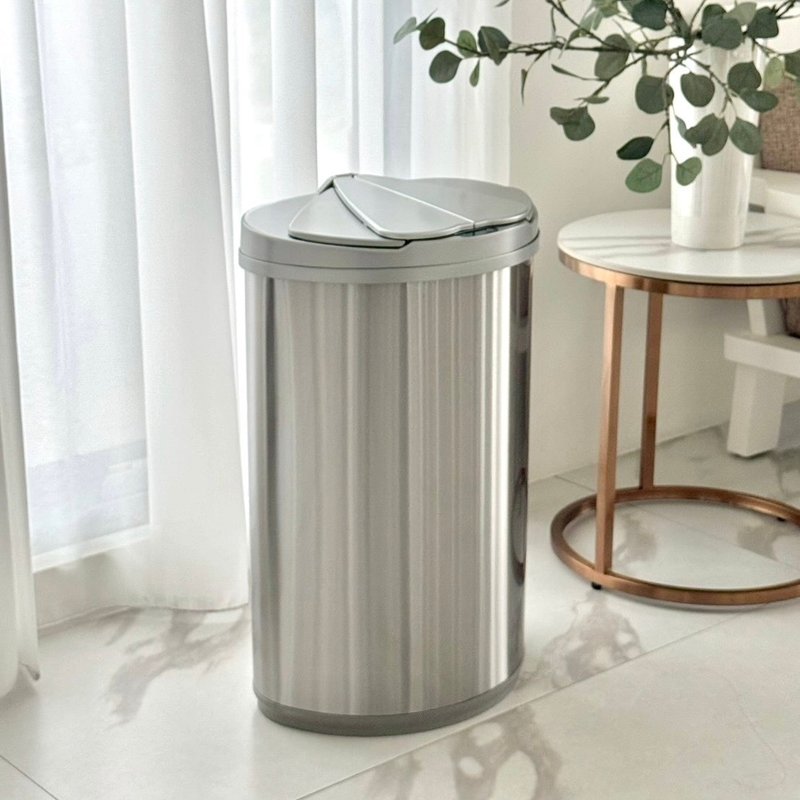 美国Ninestars 双开式感应垃圾桶47L - 垃圾桶 - 不锈钢 银色