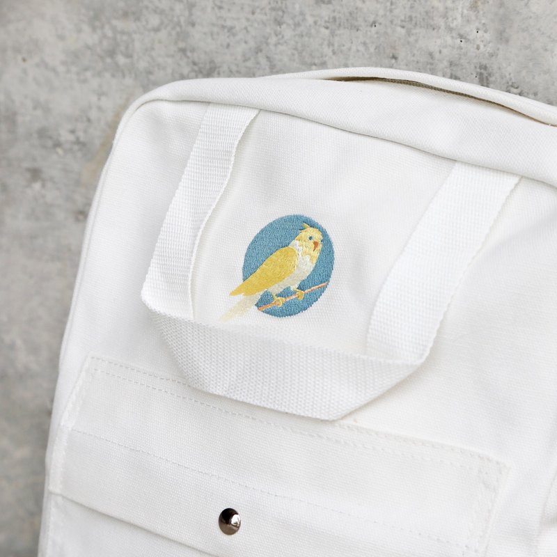 森森日常 鹦鹉 后背包 五款式 - 后背包/双肩包 - 棉．麻 白色