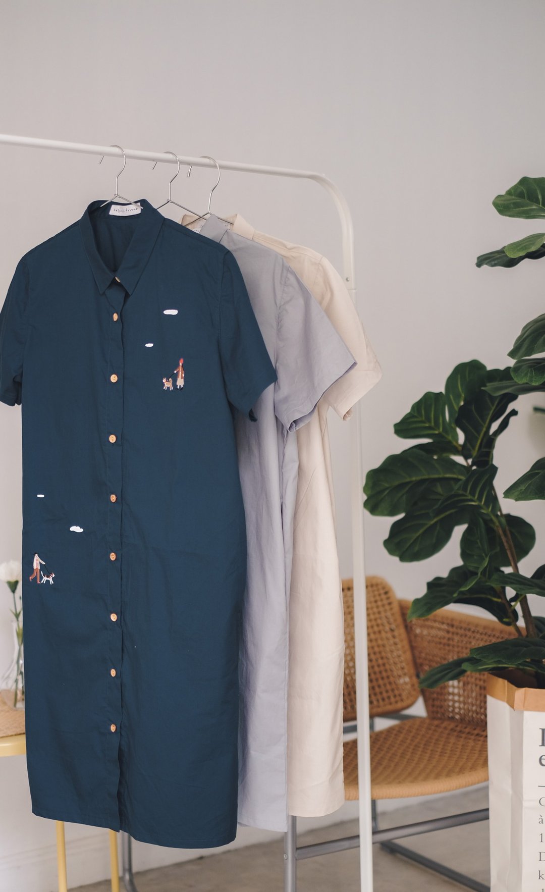 Shirt Dress : 连衣裙  Classic Blue 蓝色 - 洋装/连衣裙 - 棉 蓝色