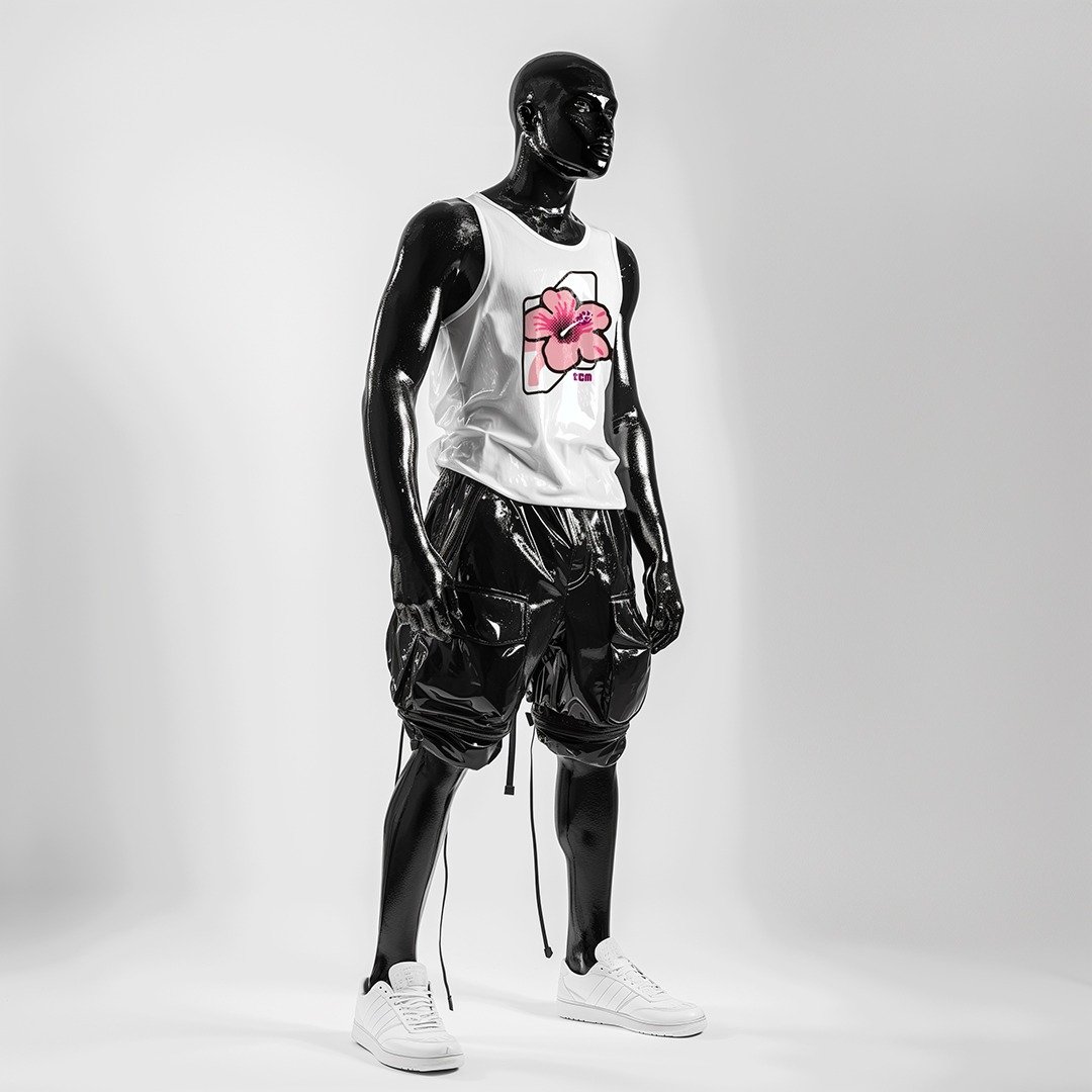 花插画背心 | 扶桑花 | 白色款印花背心 - 男装背心 - 棉 白色
