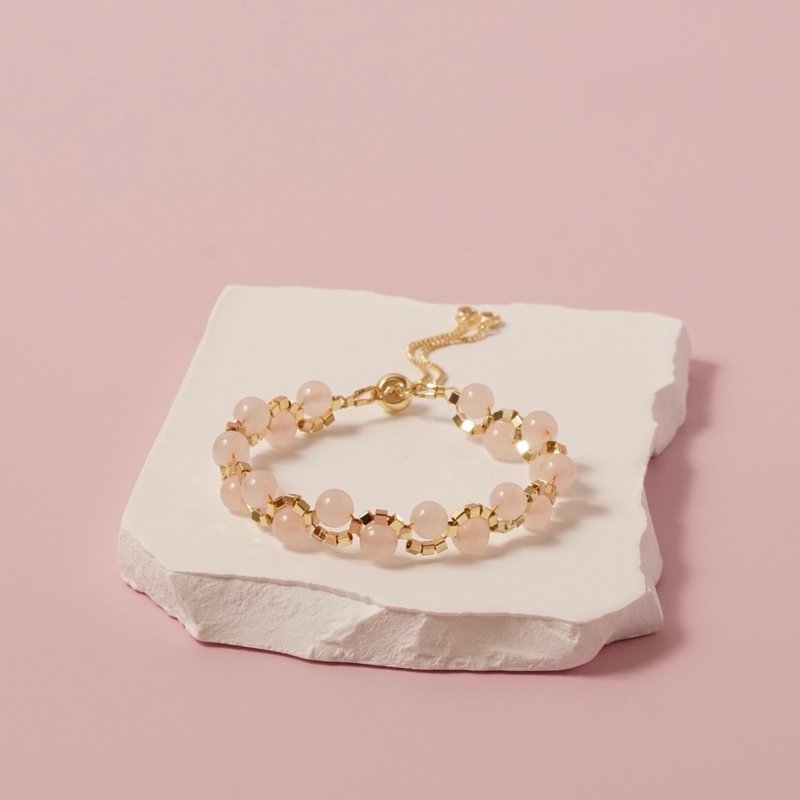 【法式优雅】繁花盛开 | 粉水晶 | 能量水晶/宝石/设计/手链/饰品 - 手链/手环 - 水晶 粉红色