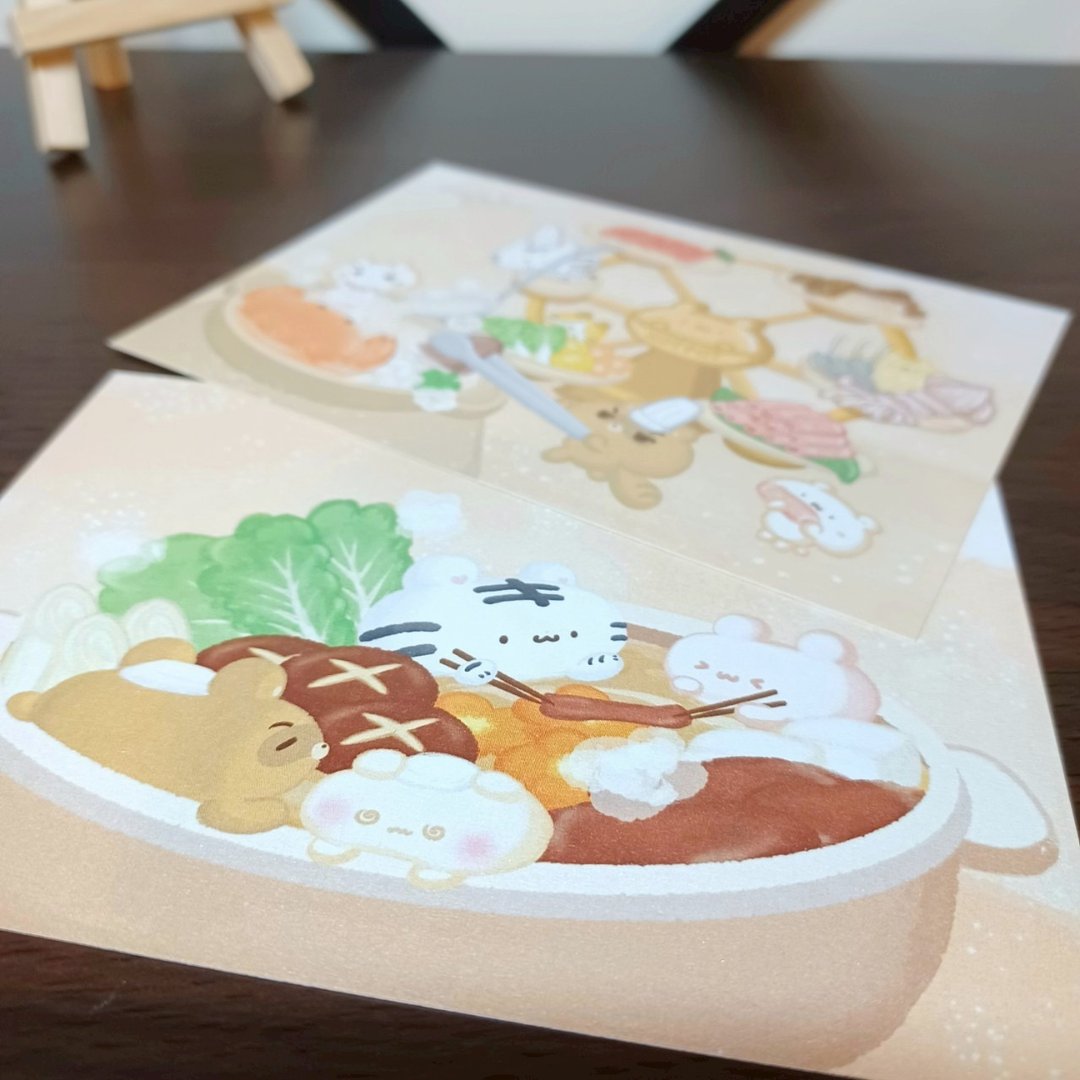 火锅泡汤/火锅摩天轮 - 美食明信片 - 系列5 - 卡片/明信片 - 纸 橘色