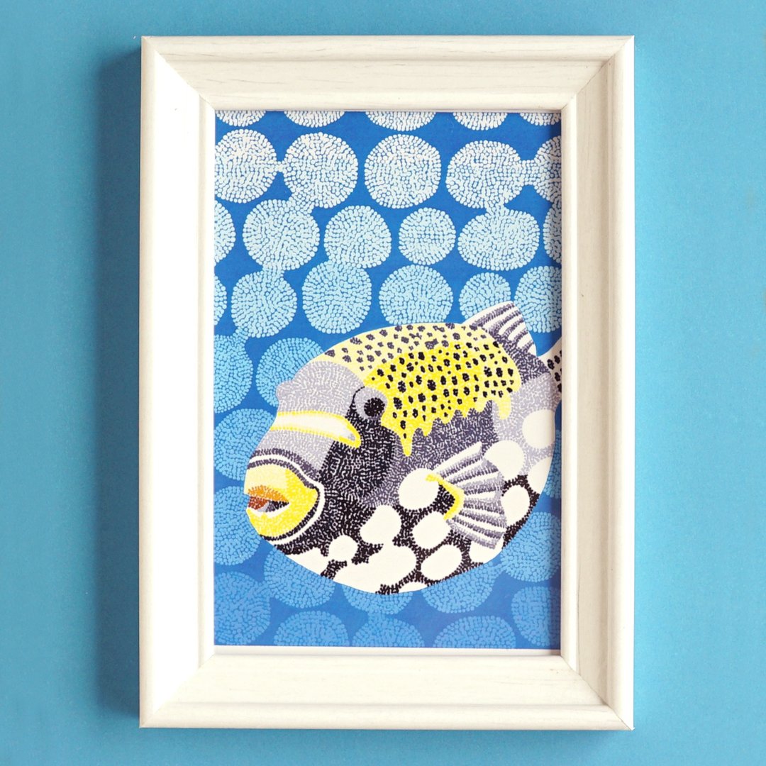 与框架的明信片 Polka dots Blue  - 海报/装饰画/版画 - 塑料 多色