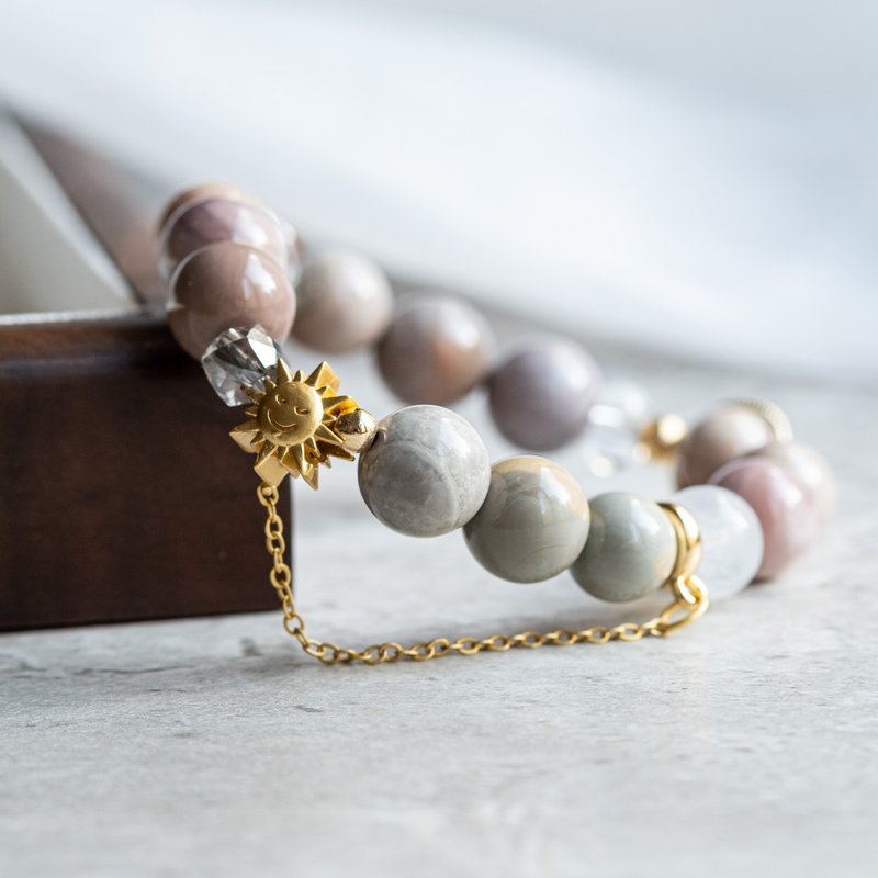 Alyna 阿拉善、蓝光月亮石、摩根石天然水晶手链 - 手链/手环 - 水晶 多色