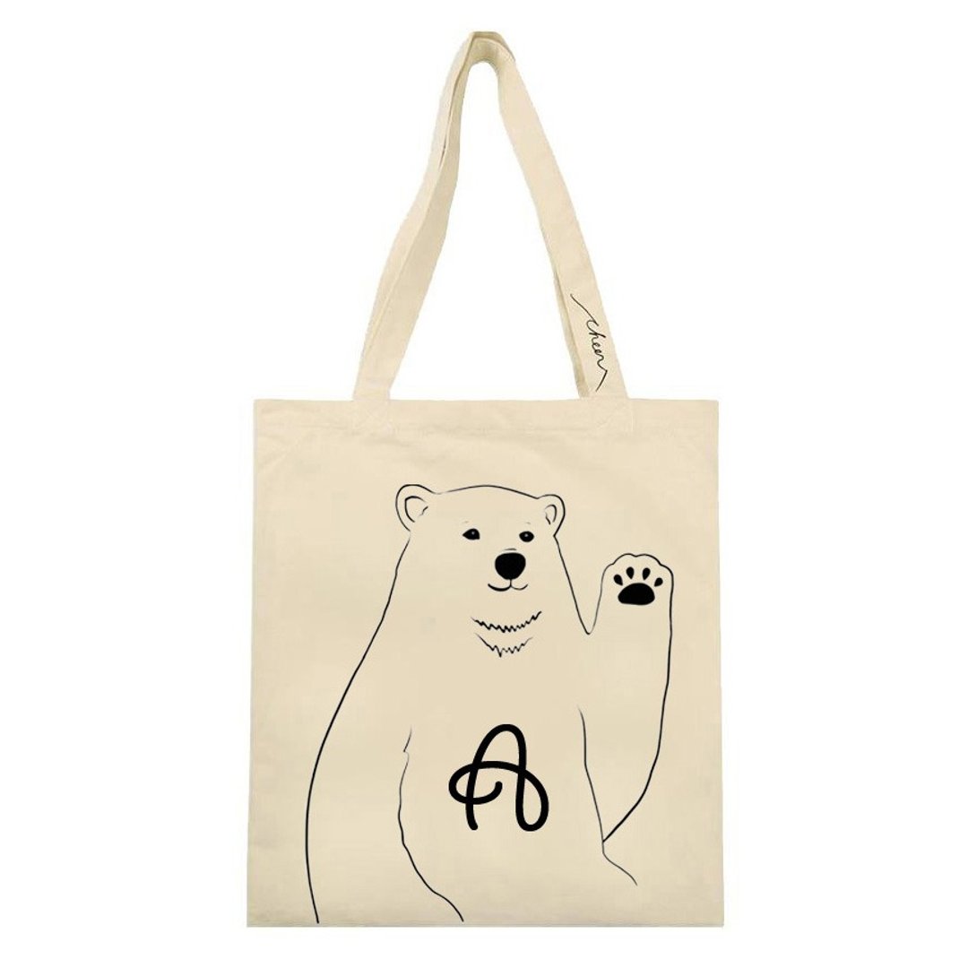 北极熊布包 - 单字版本 - design your own POLAR BEAR bag - 侧背包/斜挎包 - 棉 