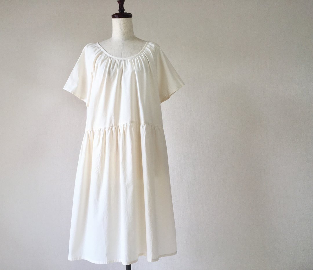 Raglan dress of cotton Created plain - 洋装/连衣裙 - 棉 白色