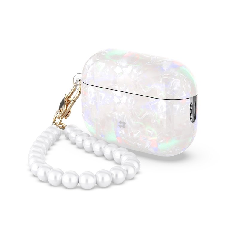 GALA : AIRPODS PRO 2/1 彩虹 炫光闪光 保护壳 附随 珍珠手链 - 耳机收纳 - 塑料 白色