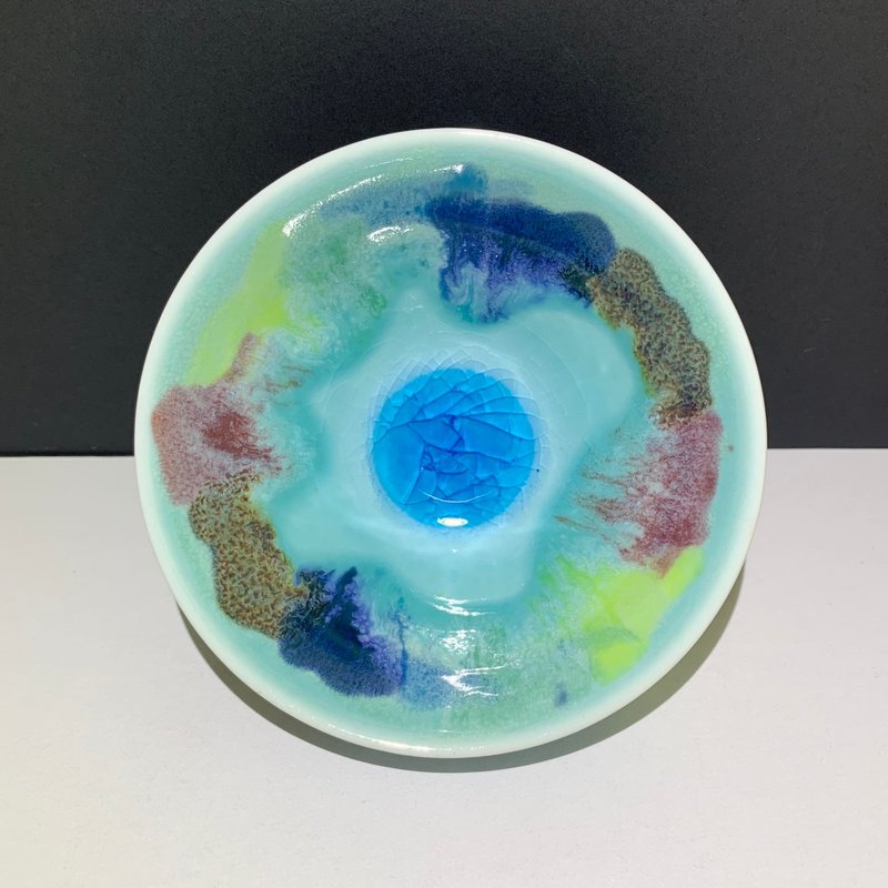 冰晶油画山水 中茶碗 130ml 邱毓宁 莺歌烧 F5-02 - 茶具/茶杯 - 瓷 多色