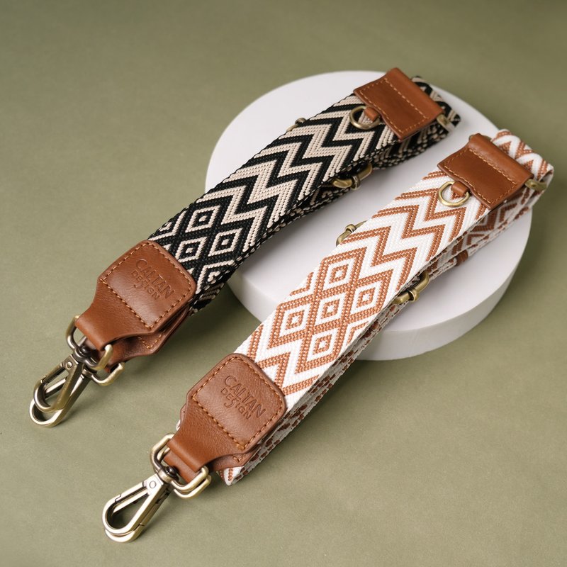 【24hr快速出货】帆布背带 菱格图腾 可拆式 D型挂扣-239101.2 - 侧背包/斜挎包 - 其他材质 白色