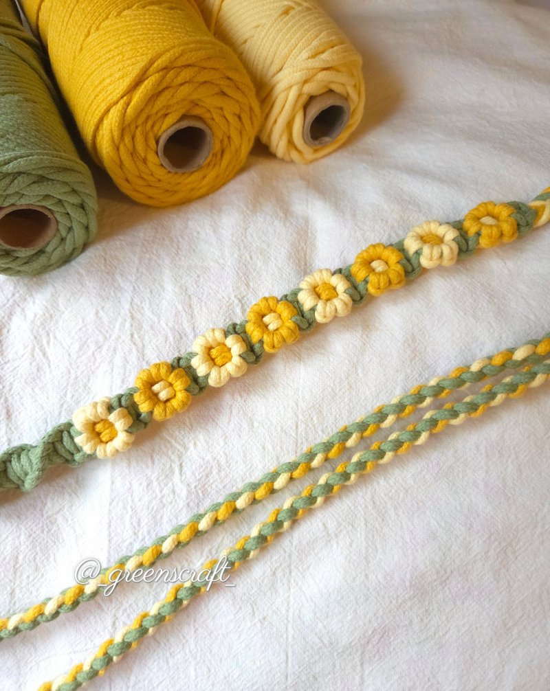 可调节法式编织小花手机挂绳 背绳 - 挂绳/吊绳 - 棉．麻 咖啡色