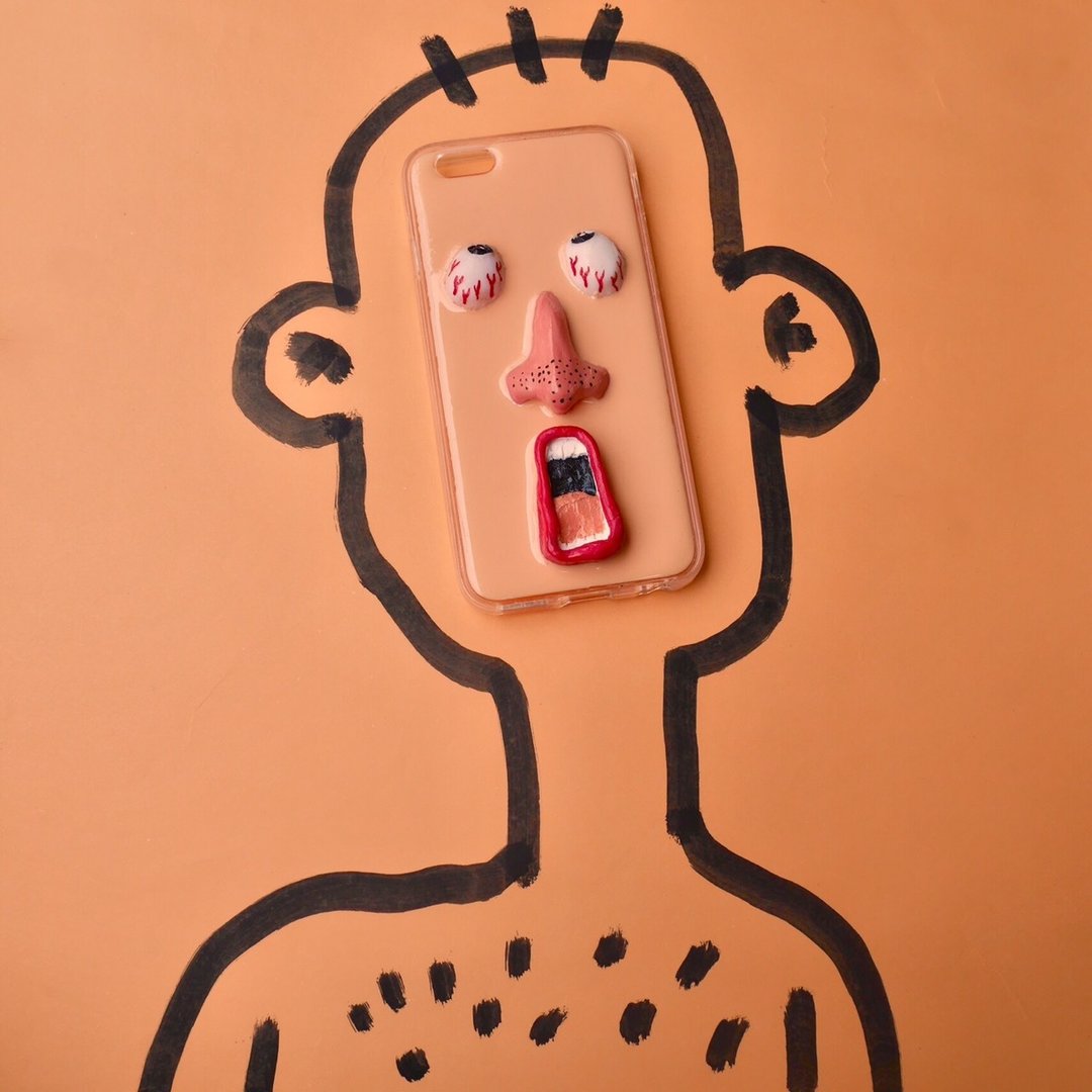 OH FACE PHONE CASE - 手机壳/手机套 - 其他材质 咖啡色