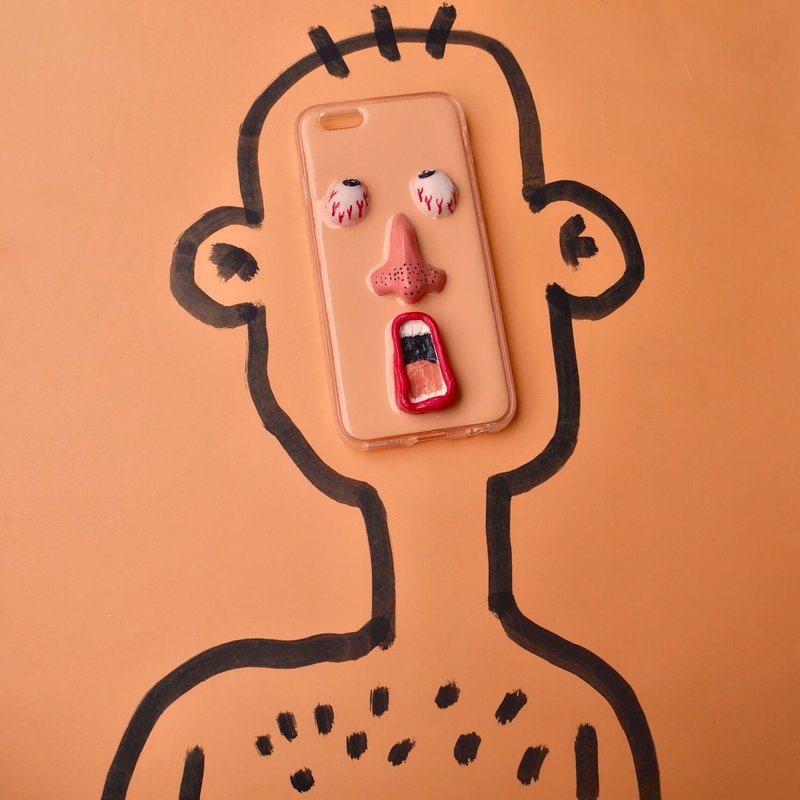 OH FACE PHONE CASE - 手机壳/手机套 - 其他材质 咖啡色