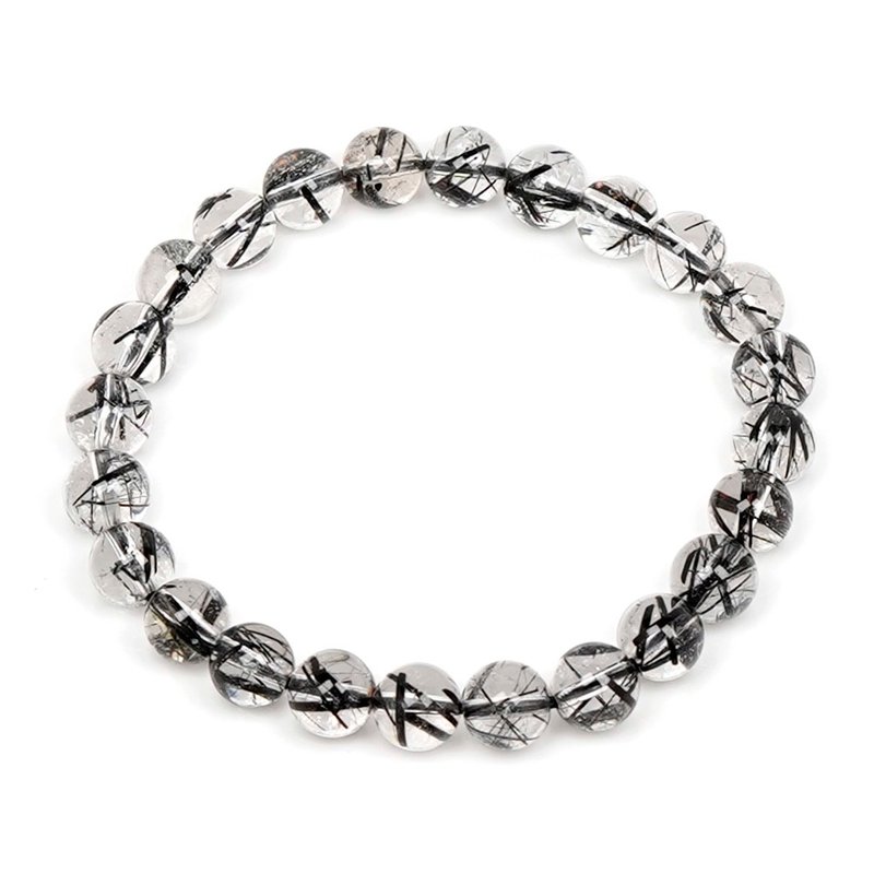 【正佳珠宝】黑发晶 顶级净透 7.3-7.6mm 黑发晶手珠 - 手链/手环 - 半宝石 多色