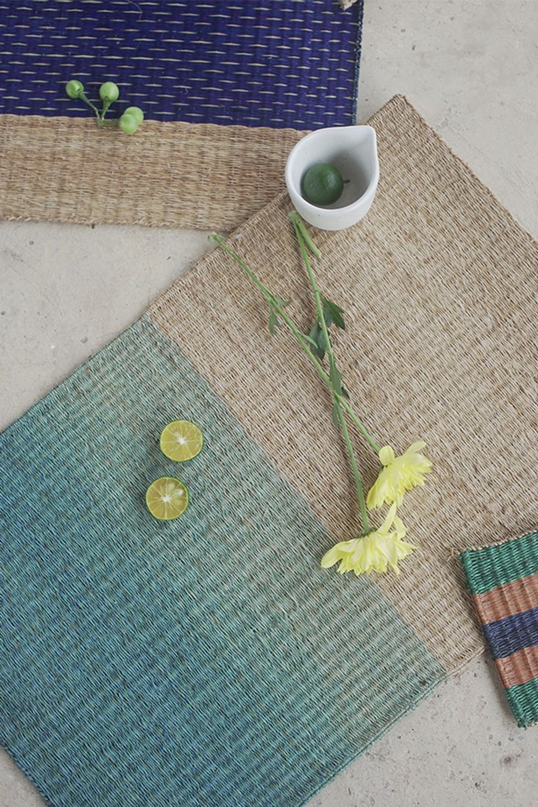 Set 2, Indigo Housewarming, Home Gifts, placemat, table mat, jute platemat - 餐垫/桌巾 - 环保材料 蓝色