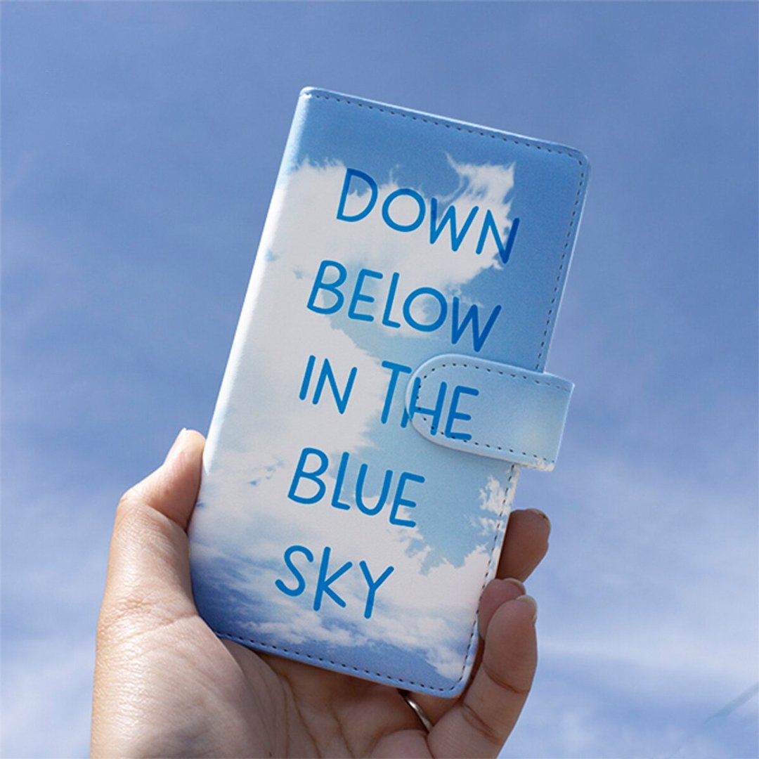 全机种对应 手机壳 手帐型【BLUE SKY】蔚蓝天空 夏日 云朵 蓝色 空色 IE09U - 手机壳/手机套 - 真皮 蓝色