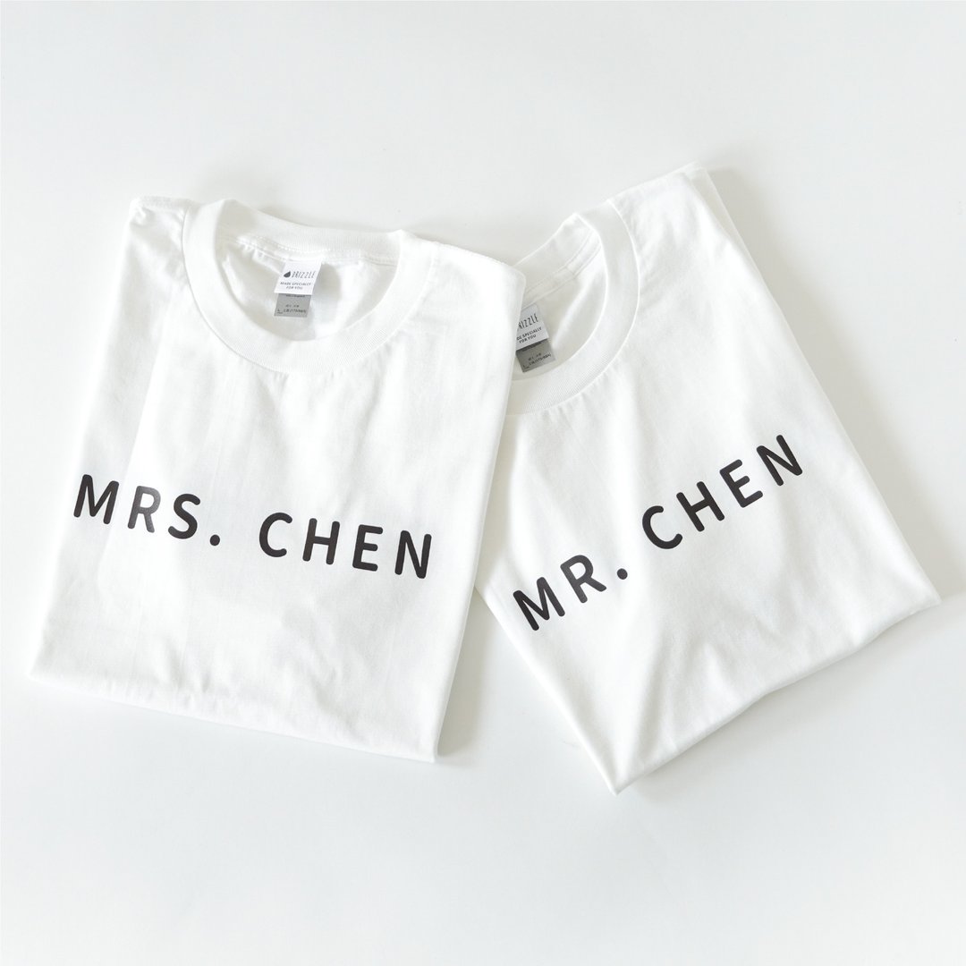 Mr.& Mrs. 简约款上衣 (2 入组) - 中性连帽卫衣/T 恤 - 棉 