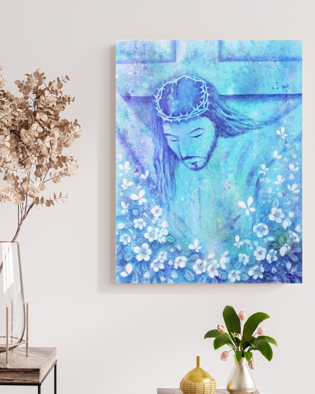 他承担我们的罪 福音无框原画 - 海报/装饰画/版画 - 棉 蓝色