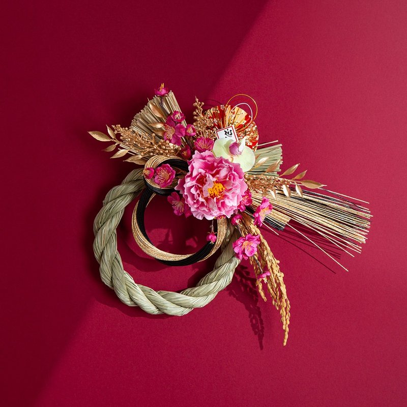 日式注连绳 黑金水引绳 新春开运 拟真花 祈福 新年花礼 - 干燥花/捧花 - 植物．花 