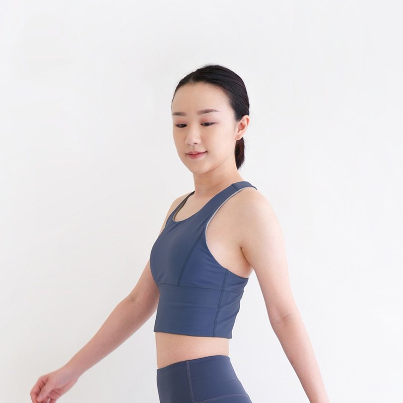 【Mukasa】FITNESS Y型挖背运动背心 - 午夜蓝 - MUK-22062 - 女装运动内衣 - 其他材质 蓝色