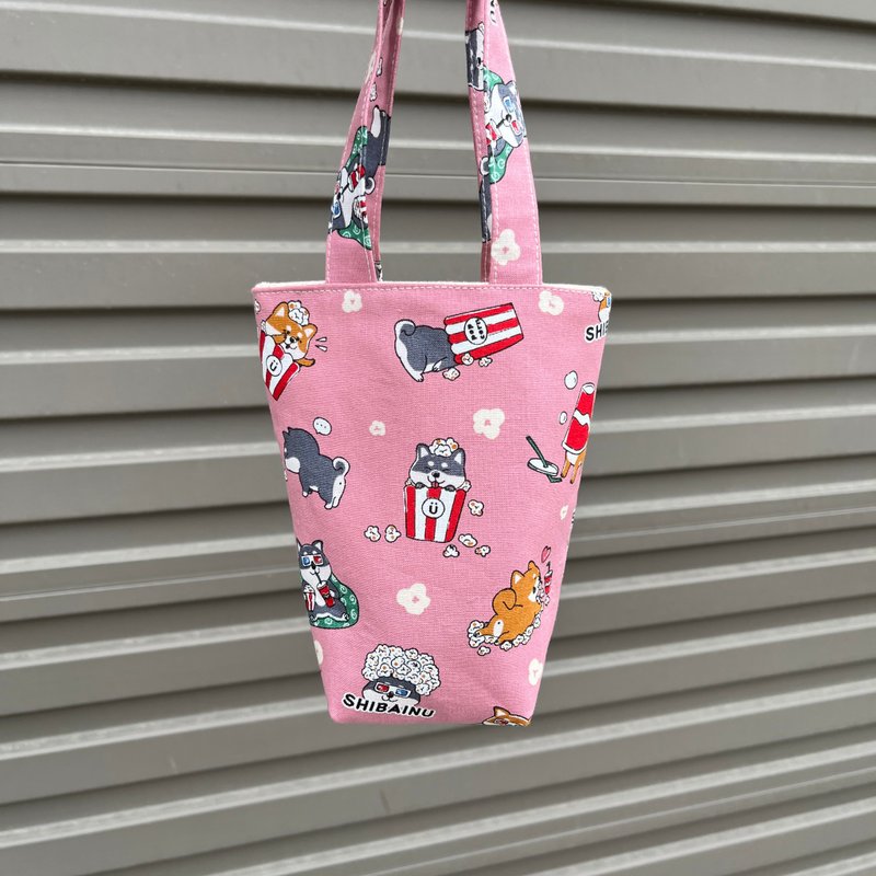 柴犬电影院 | 饮料提袋 手提袋 杂物袋 赤柴 黑柴 - 手提包/手提袋 - 棉．麻 多色