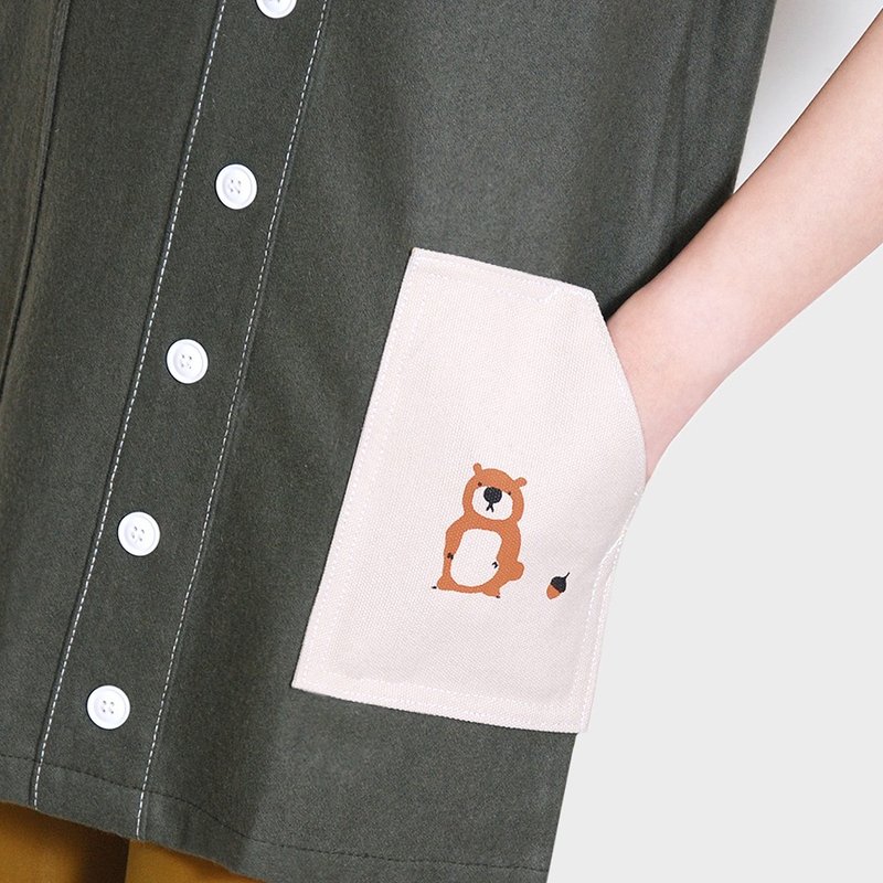 【情人节礼物】假扮松鼠的小浣熊 - 森林色毛呢裙 - 洋装/连衣裙 - 其他材质 绿色