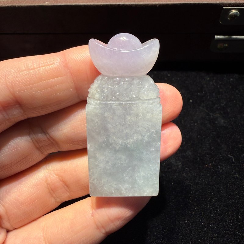 瀚玉珠宝 天然缅甸翡翠 冰种紫罗兰如意印章 招财进宝事事如意 翡 - 其他 - 玉石 