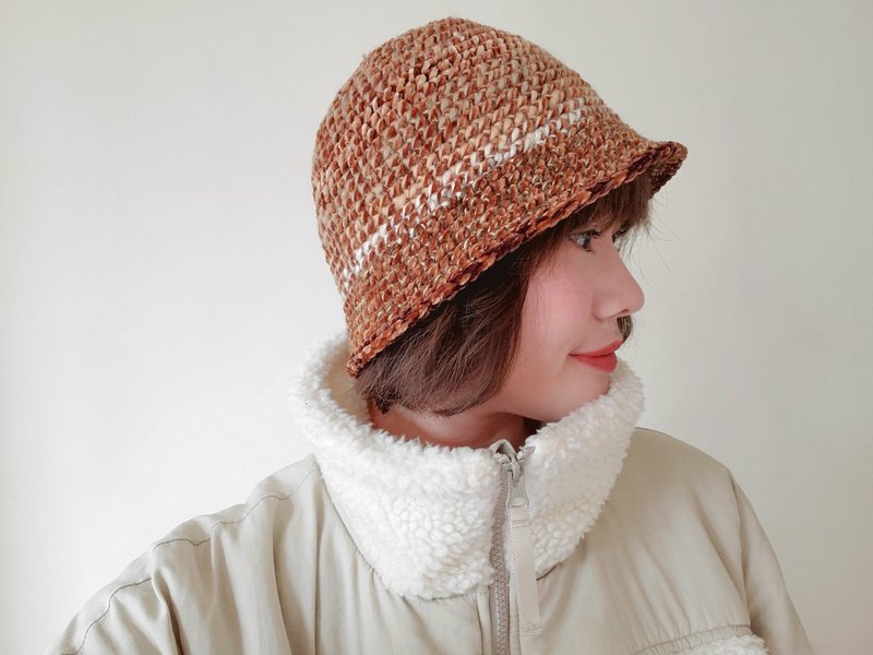 手编毛帽 - 洛斯可 - 帽子 - 羊毛 咖啡色
