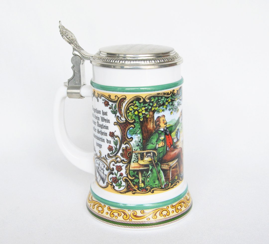 早期德国旧货 1979东西德时期掀盖啤酒杯 - 咖啡杯/马克杯 - 陶 白色