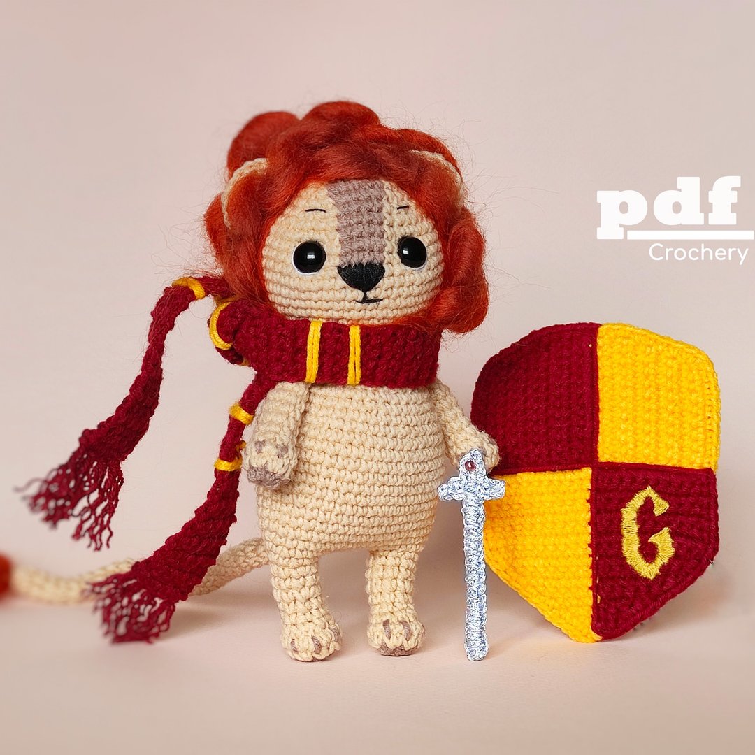 狮子格里芬巫师学校吉祥物钩针图案 Amigurumi 玩具 PDF 教程 - 手工艺教程/工具书 - 其他材质 
