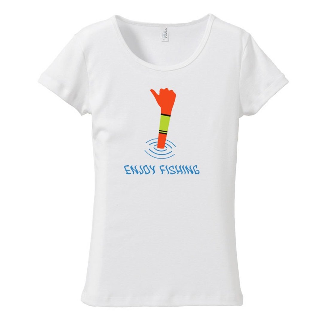 [Women's T-shirt] Enjoy fishing - 女装 T 恤 - 棉 白色