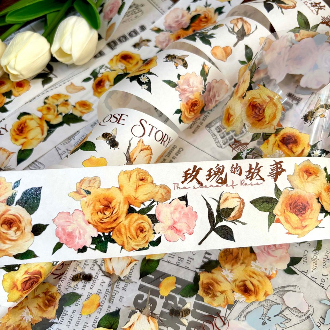 玫瑰故事 PET 和纸胶带 5米卷 - 纸胶带 - 纸 多色