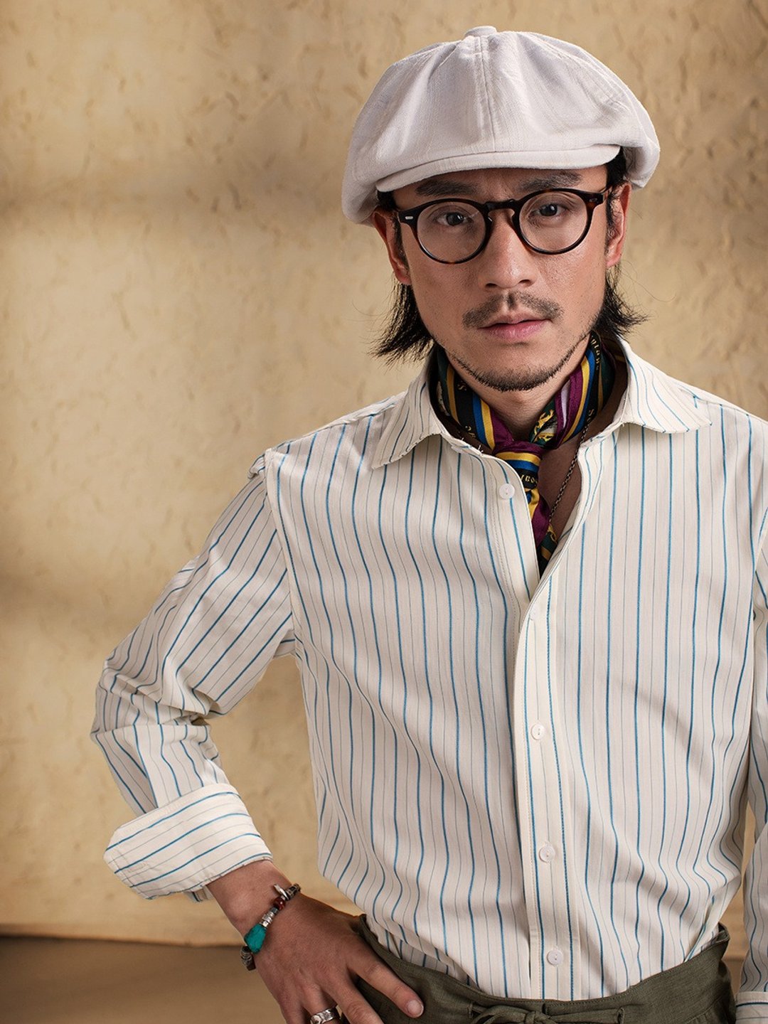 SOARIN英伦复古抗皱条纹休闲衬衫(2423C204) - 男装衬衫 - 棉 蓝色