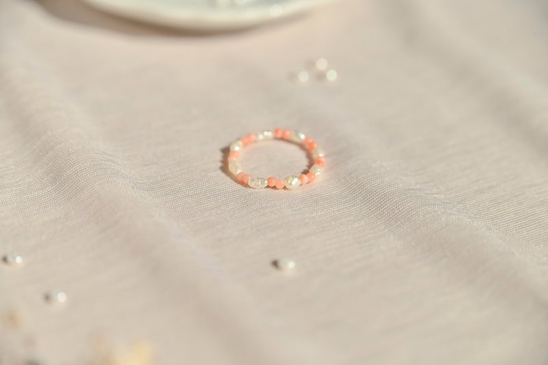 天然珍珠戒指 / 珊瑚 / JIEGEM 姊的珠宝 - 戒指 - 珍珠 多色