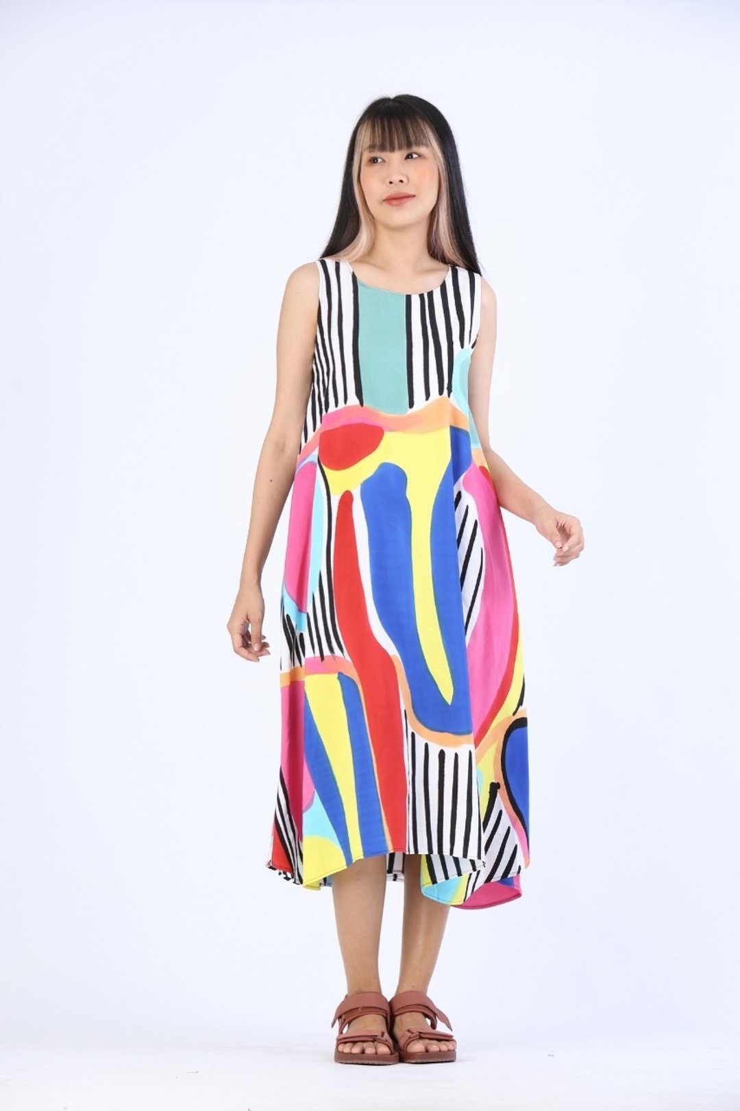 Dress Hand Paint Soft Cotton Silk for Yoga Vacation Holidays - 洋装/连衣裙 - 棉 多色